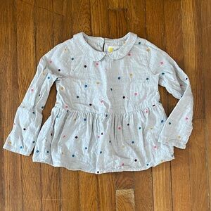 Mini Boden Gray peplum Blouse with Colorful Dots